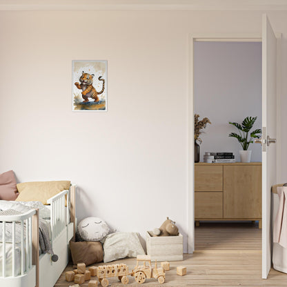 Matschiger Tiger, Poster mit Holzrahmen - Stiersbeste