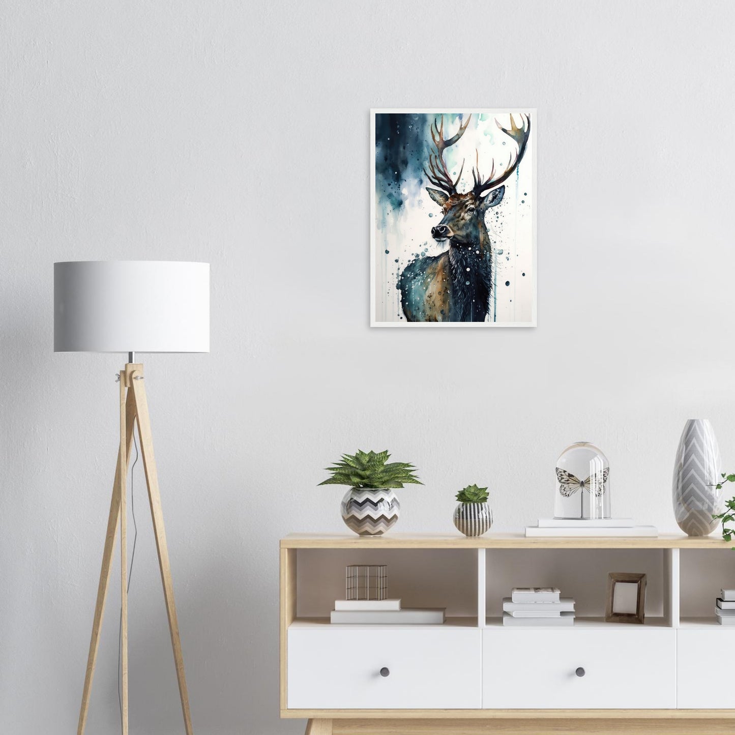 Der Pinselhirsch, Poster mit Holzrahmen - Stiersbeste