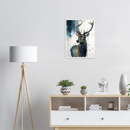 Der Pinselhirsch, Poster mit Holzrahmen - Stiersbeste