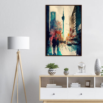 Lauf durch Tokyo, Poster mit Holzrahmen - Stiersbeste