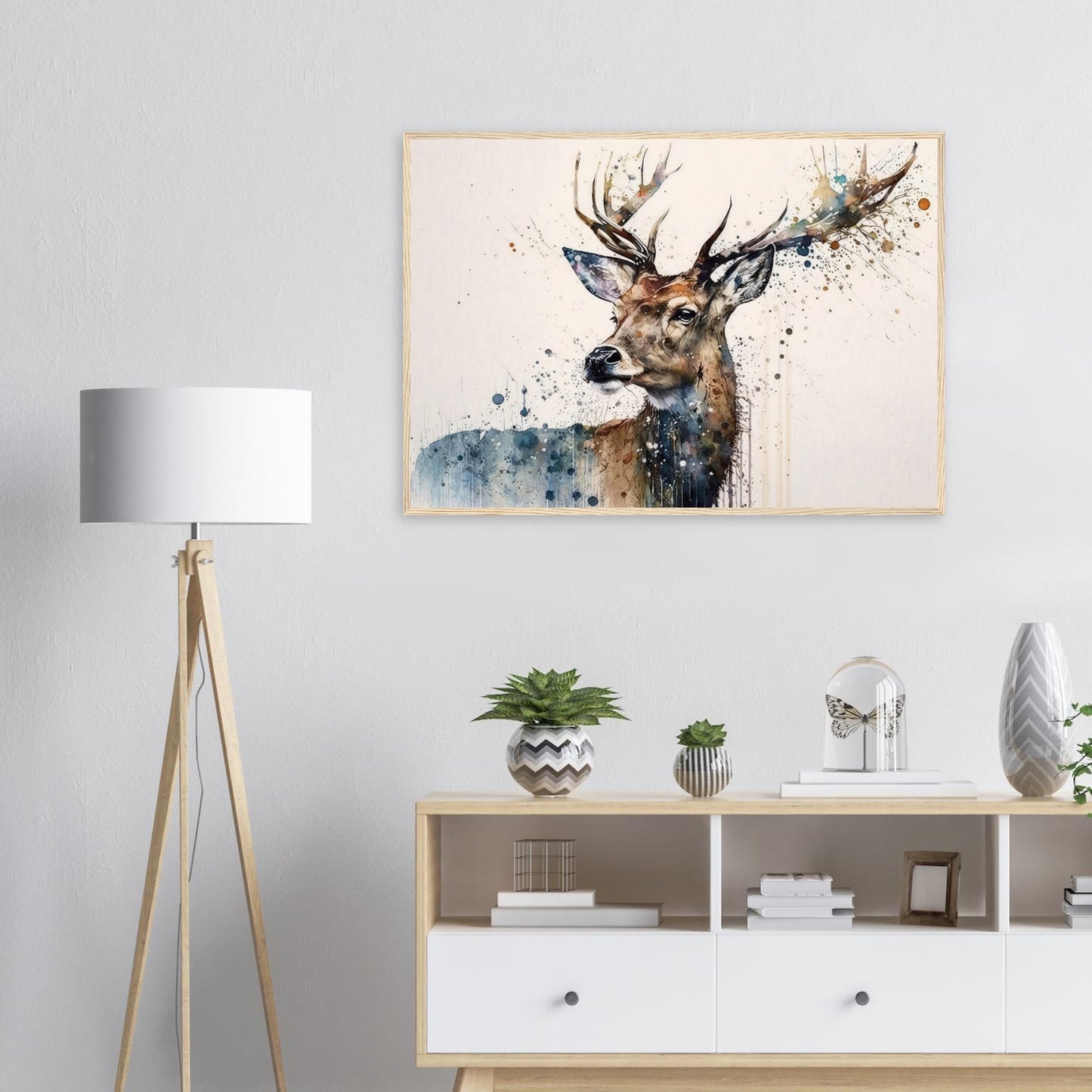 Anmut des Hirschs, Poster mit Holzrahmen - Stiersbeste