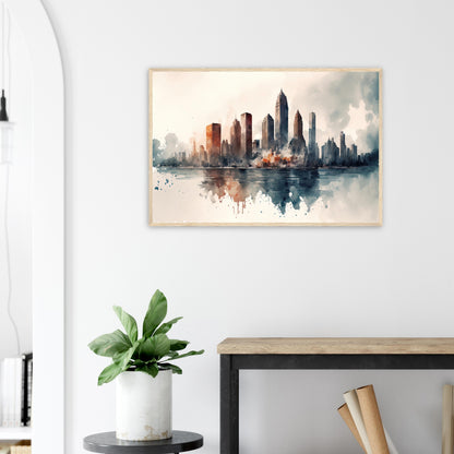 Cloudy Skyline, Poster mit Holzrahmen - Stiersbeste