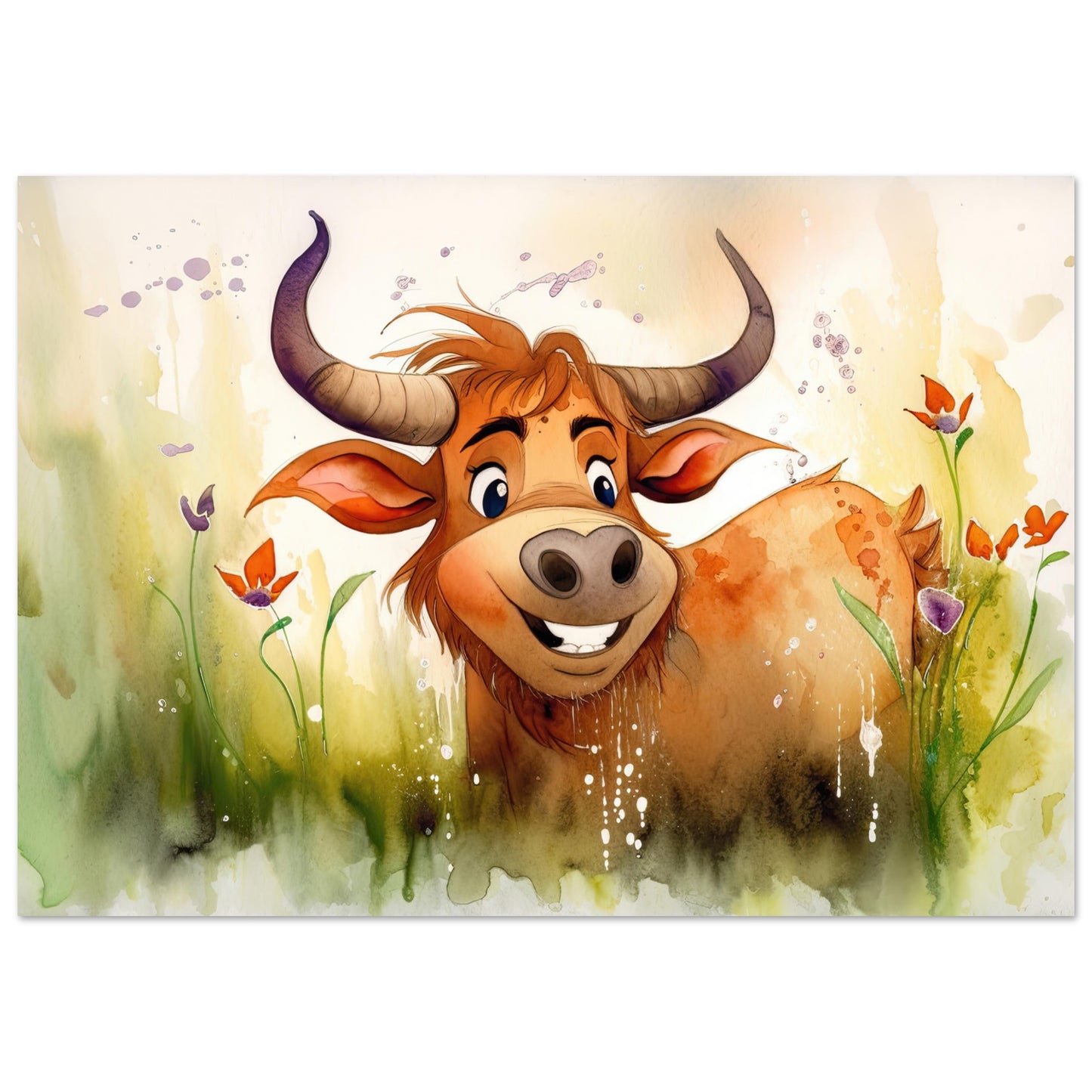 Blumiger Stier, Aluminiumdruck - Stiersbeste