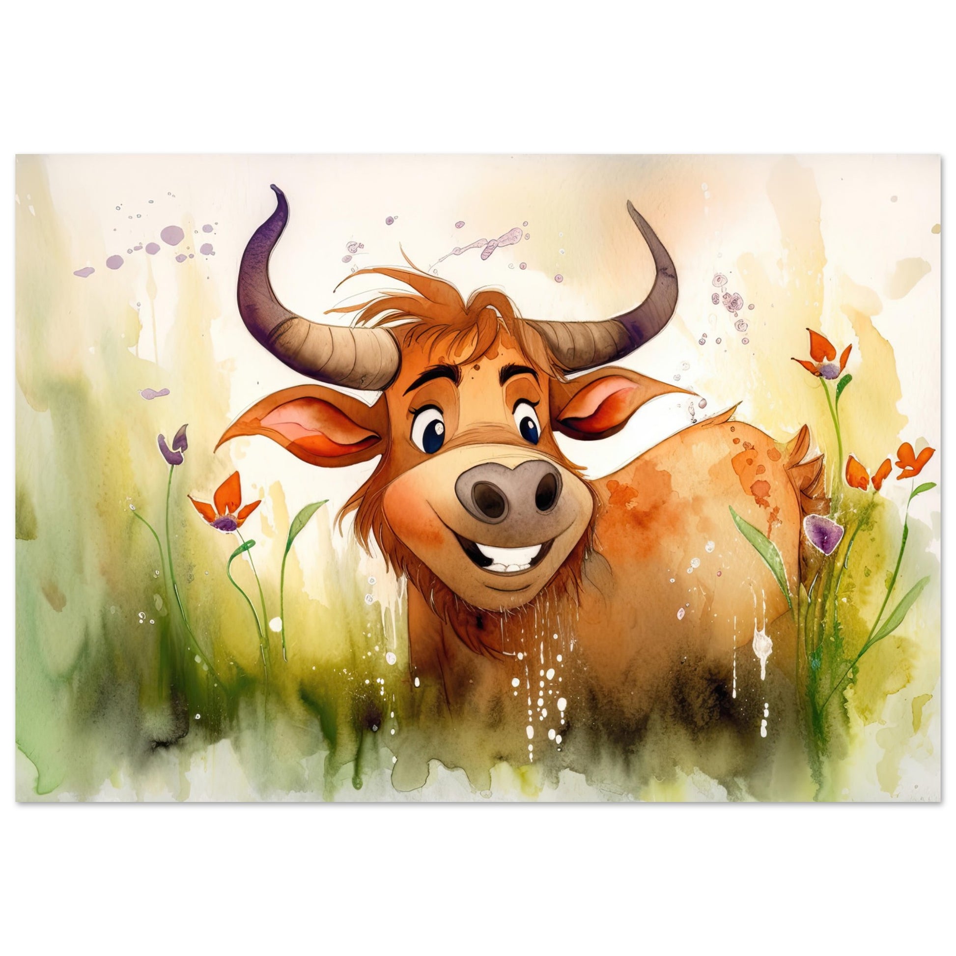 Blumiger Stier, Aluminiumdruck - Stiersbeste