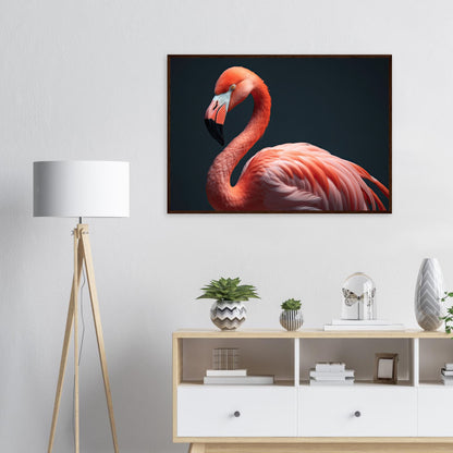 Flamingo in the Studio, Poster mit Holzrahmen - Stiersbeste