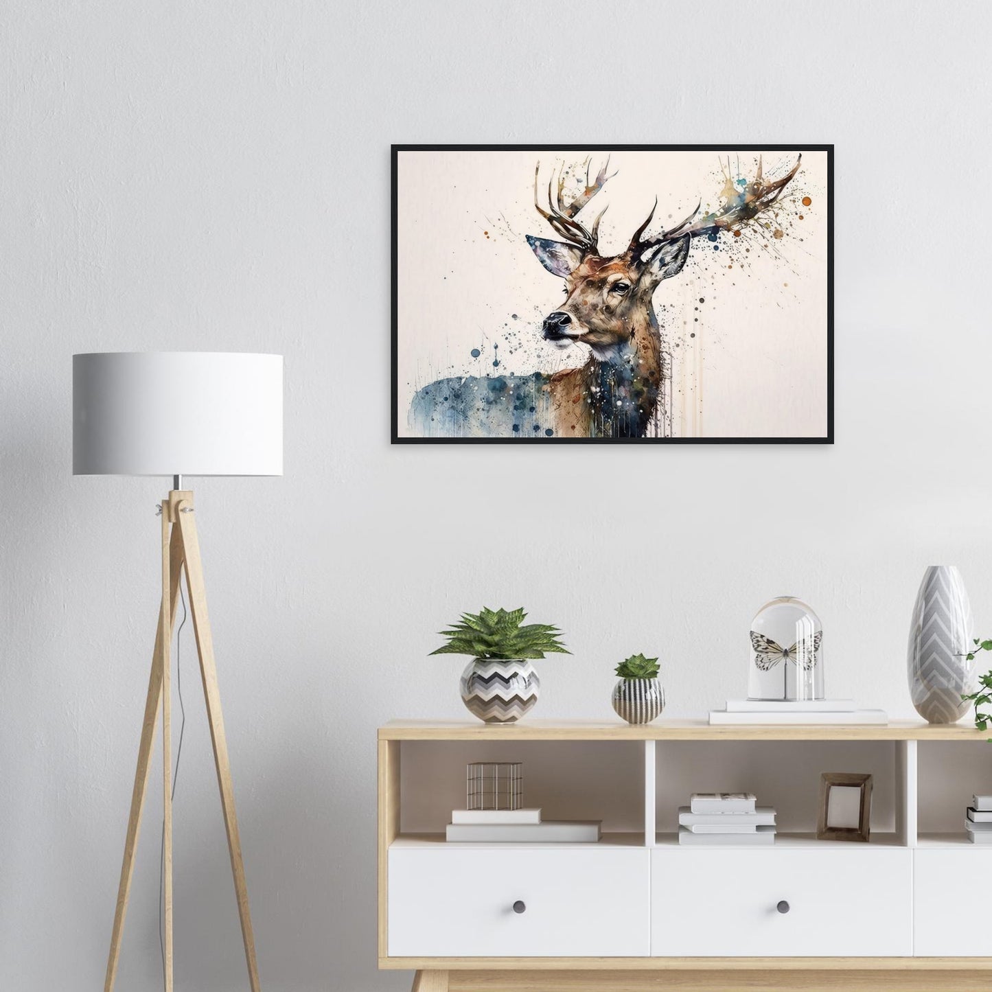 Anmut des Hirschs, Poster mit Holzrahmen - Stiersbeste