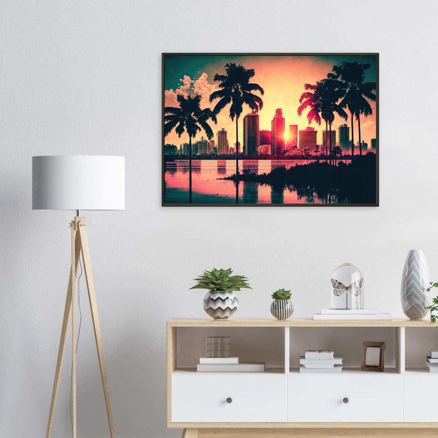 Miami Sunset, Poster mit Alurahmen - Stiersbeste