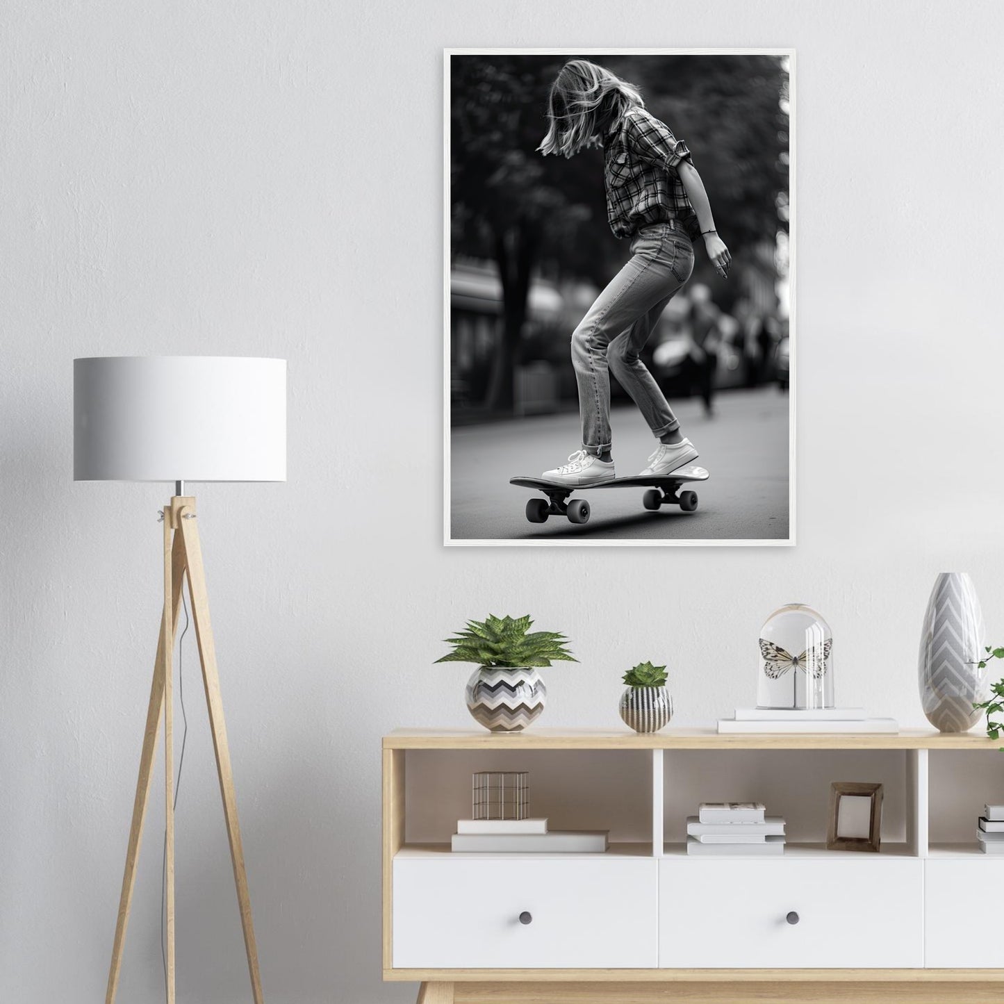 Skater Girl, Poster mit Holzrahmen - Stiersbeste