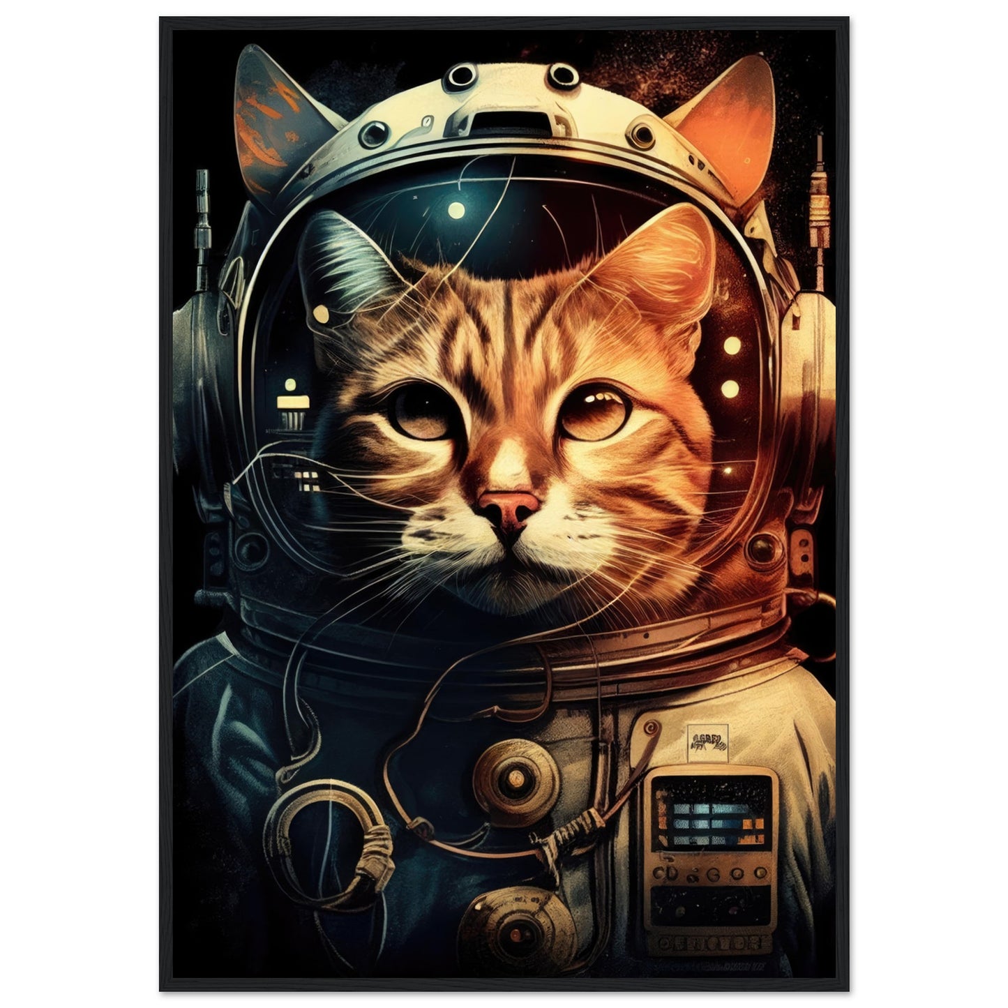 Space Cat, Poster mit Holzrahmen - Stiersbeste