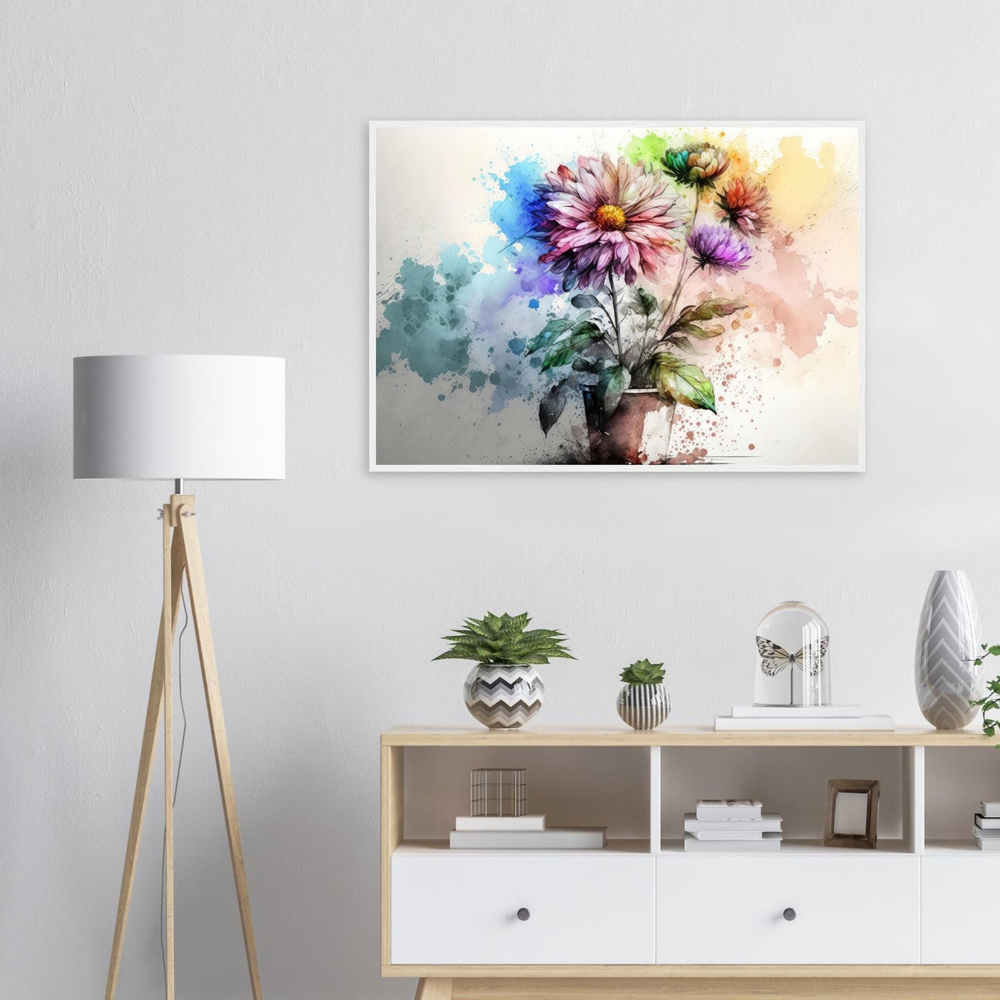 Fließende Blumenmelodie, Poster mit Holzrahmen - Stiersbeste
