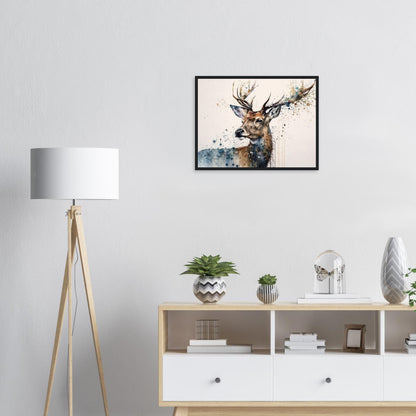 Anmut des Hirschs, Poster mit Holzrahmen - Stiersbeste