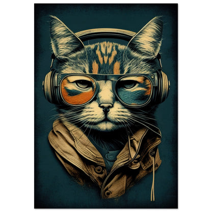 Retro Cat, Holzdruck - Stiersbeste
