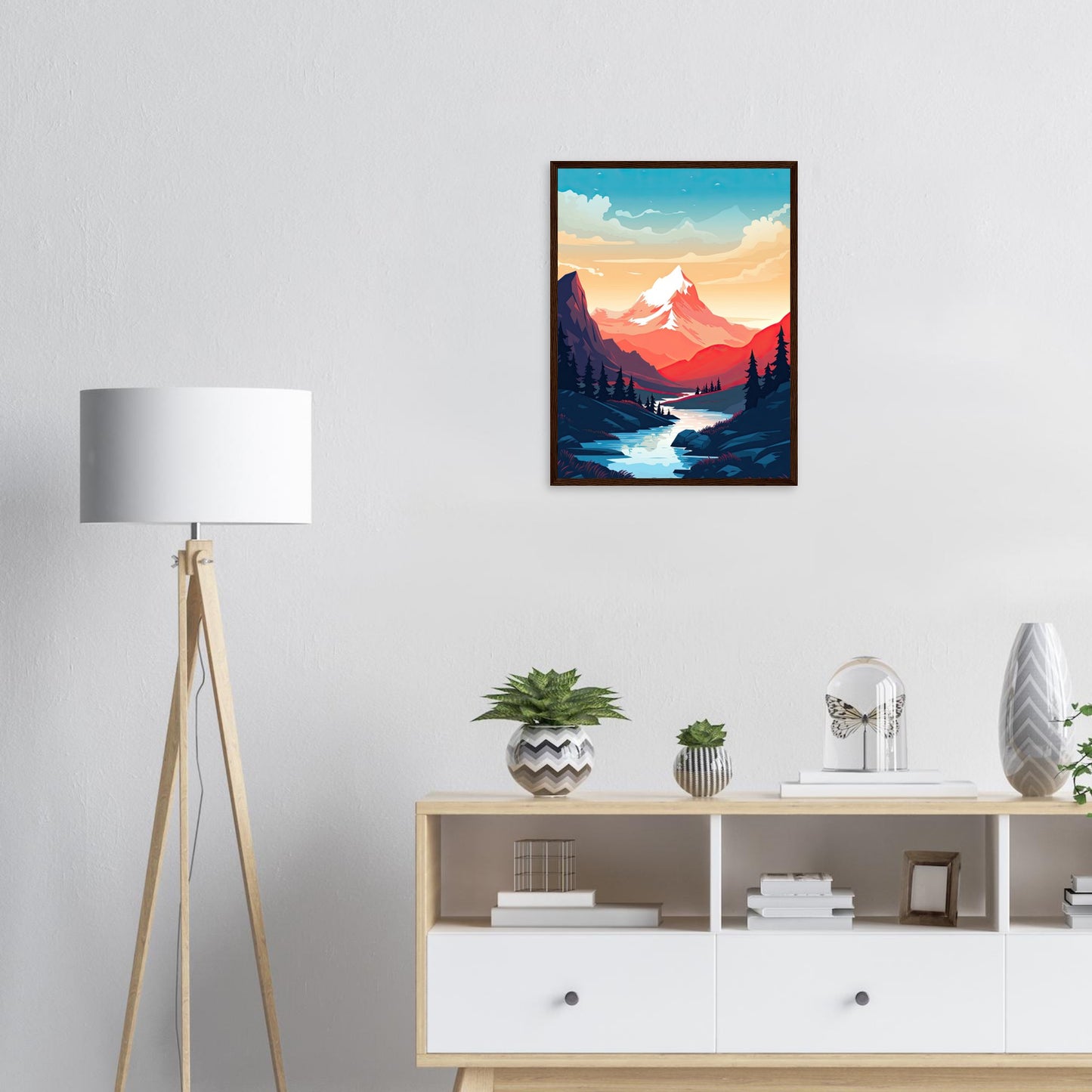 Bergsicht, Poster mit Holzrahmen - Stiers Beste