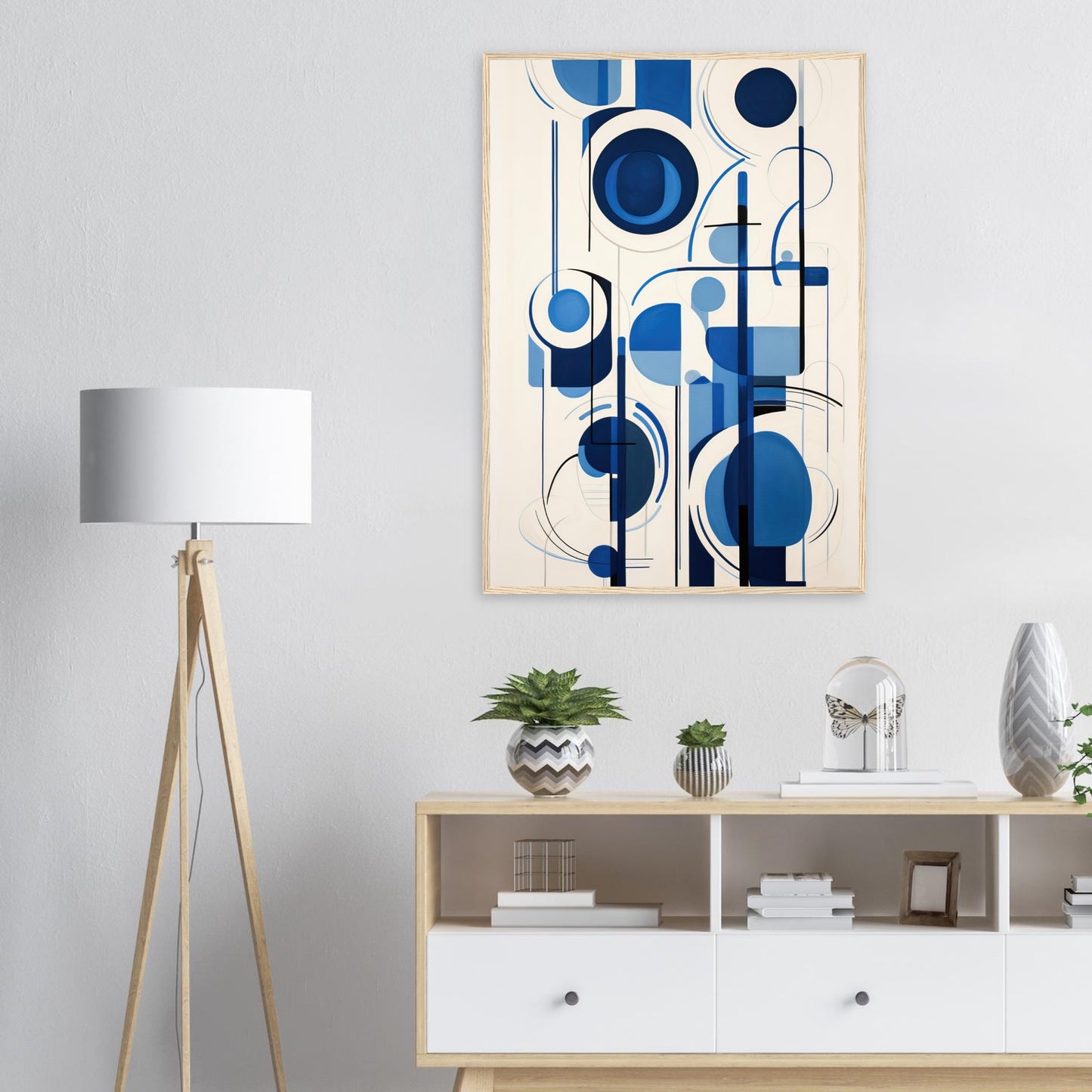 Blaue Harmonie, Poster mit Holzrahmen - Stiers Beste