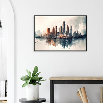 Cloudy Skyline, Poster mit Holzrahmen - Stiersbeste
