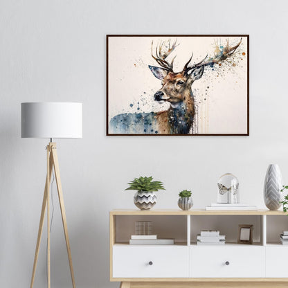 Anmut des Hirschs, Poster mit Holzrahmen - Stiersbeste