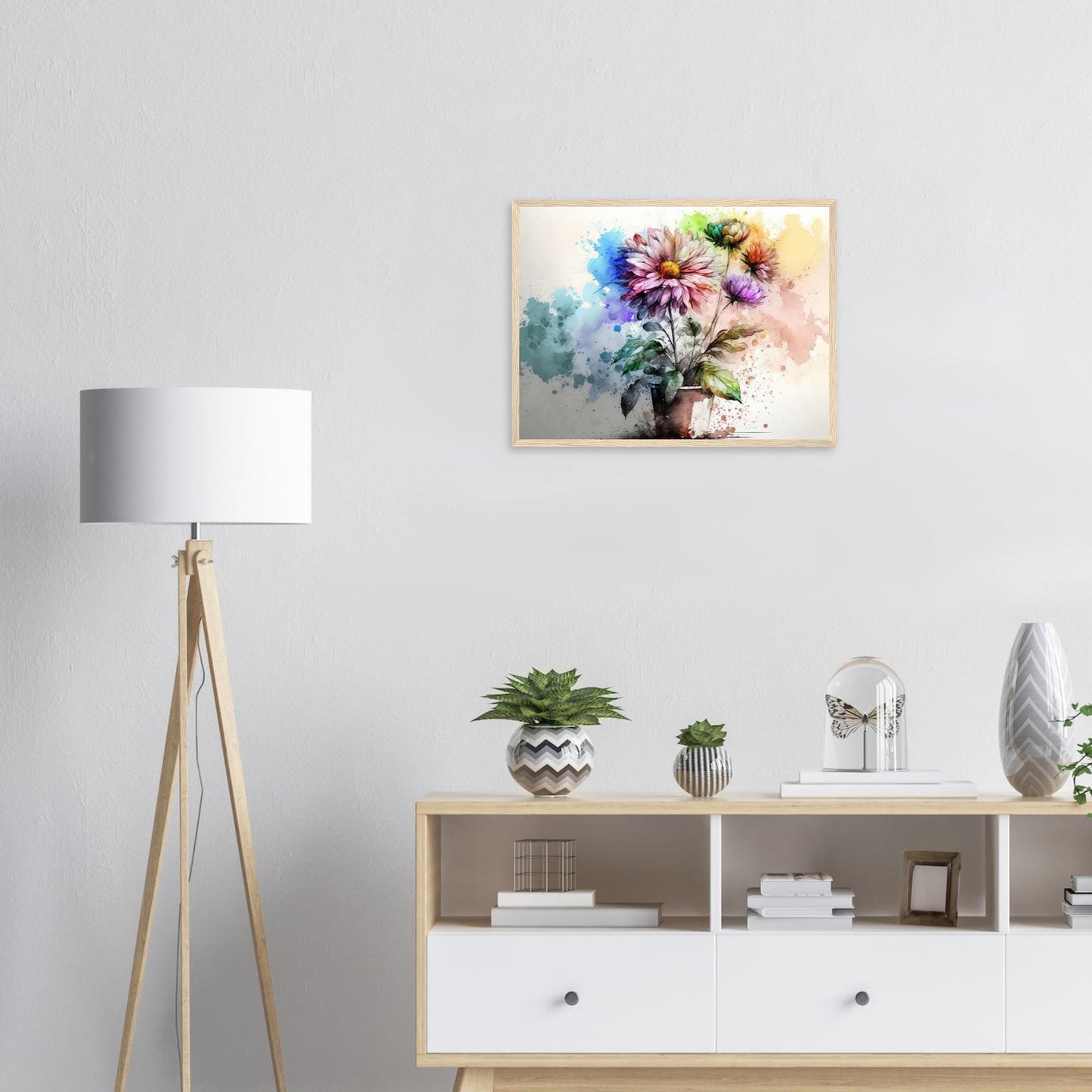 Fließende Blumenmelodie, Poster mit Holzrahmen - Stiersbeste