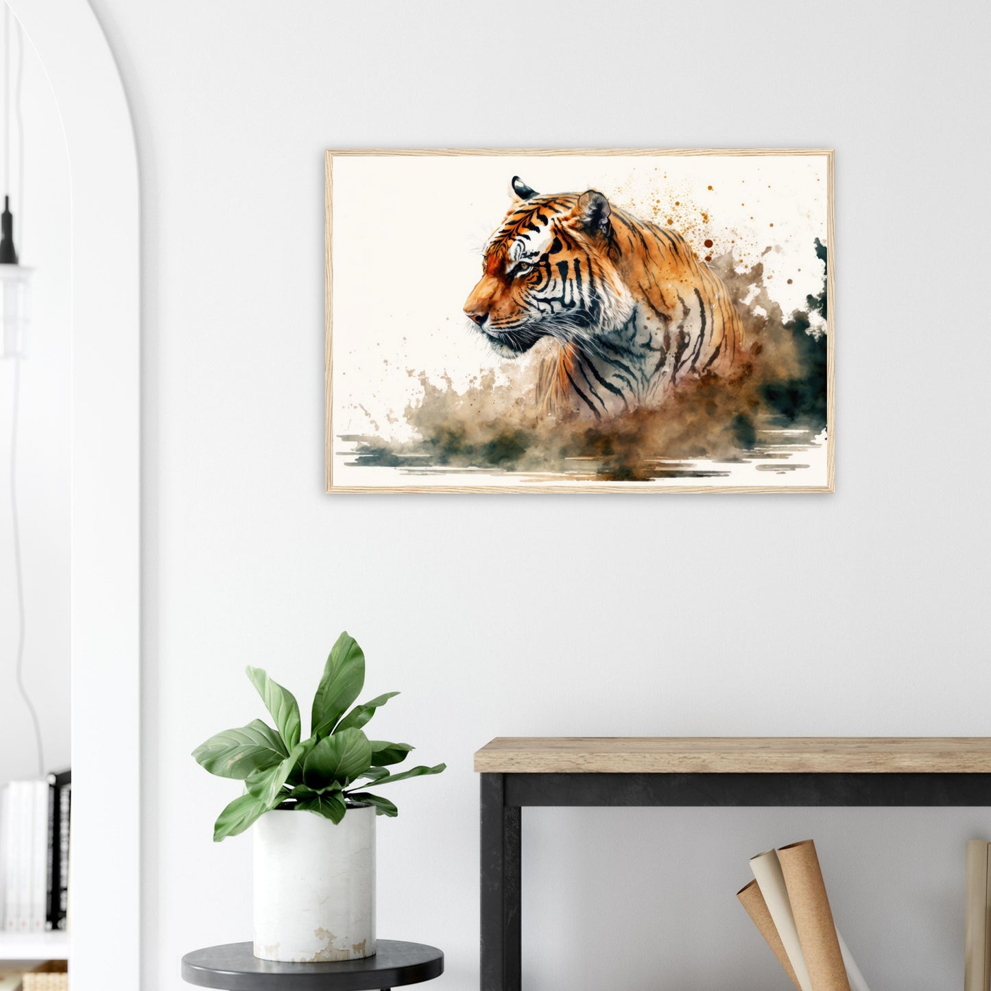 Faszination des Tigers, Poster mit Holzrahmen - Stiersbeste