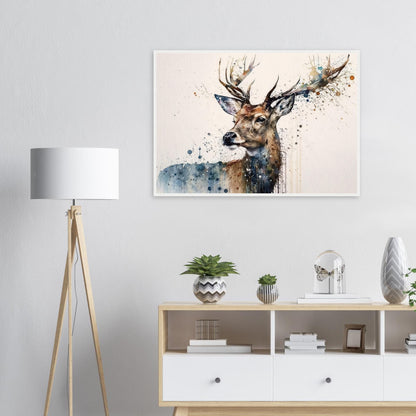 Anmut des Hirschs, Poster mit Holzrahmen - Stiersbeste