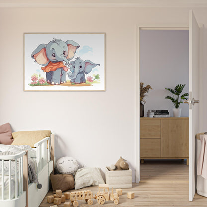 Elephant Cutie, Poster mit Holzrahmen - Stiersbeste