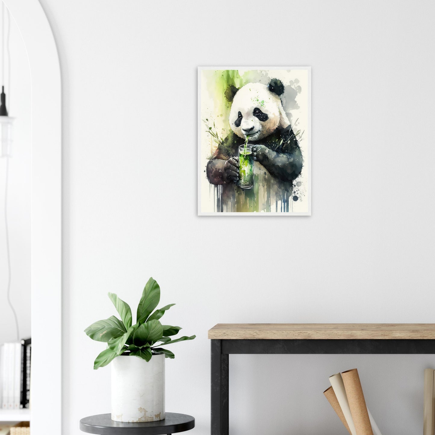 Panda Shake, Poster mit Holzrahmen - Stiersbeste