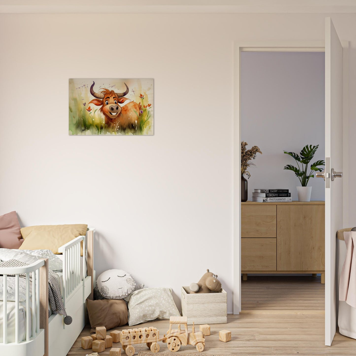 Blumiger Stier, Holzdruck - Stiersbeste