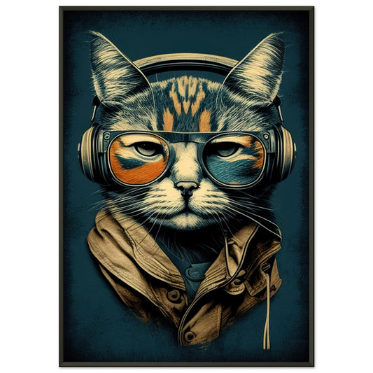 Retro Cat, Poster mit Alurahmen - Stiersbeste