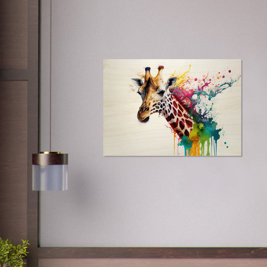 Giraffe Splash Art, Holzdruck - Stiersbeste