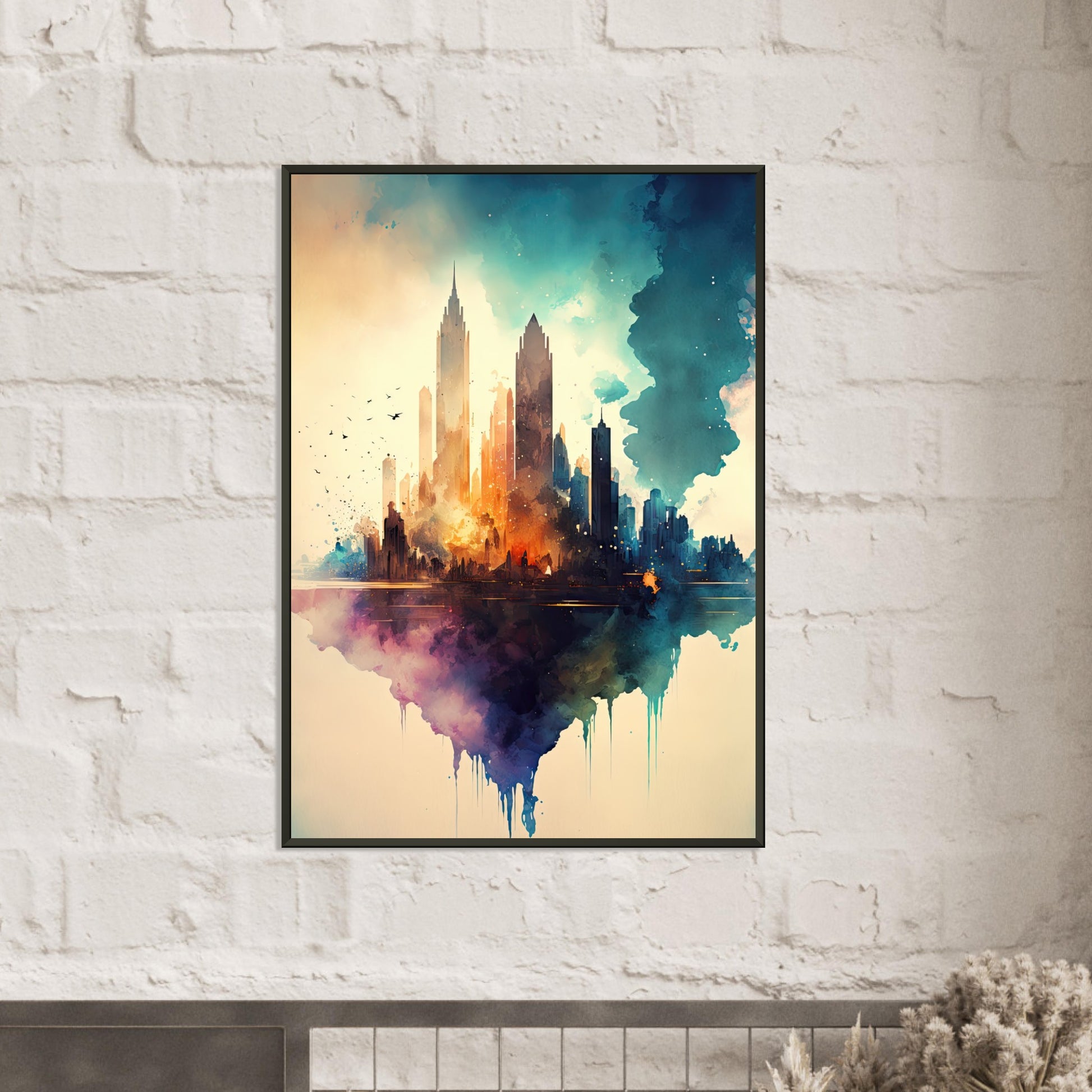 Farbexplosion Skyline, Poster mit Alurahmen - Stiersbeste