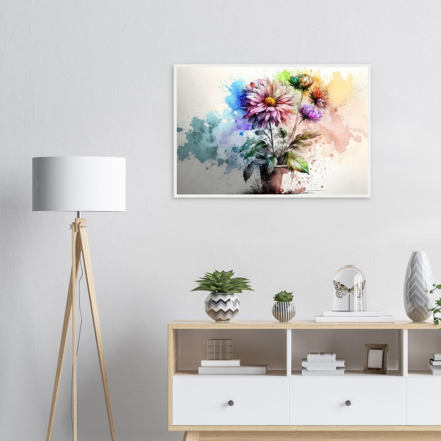 Fließende Blumenmelodie, Poster mit Holzrahmen - Stiersbeste