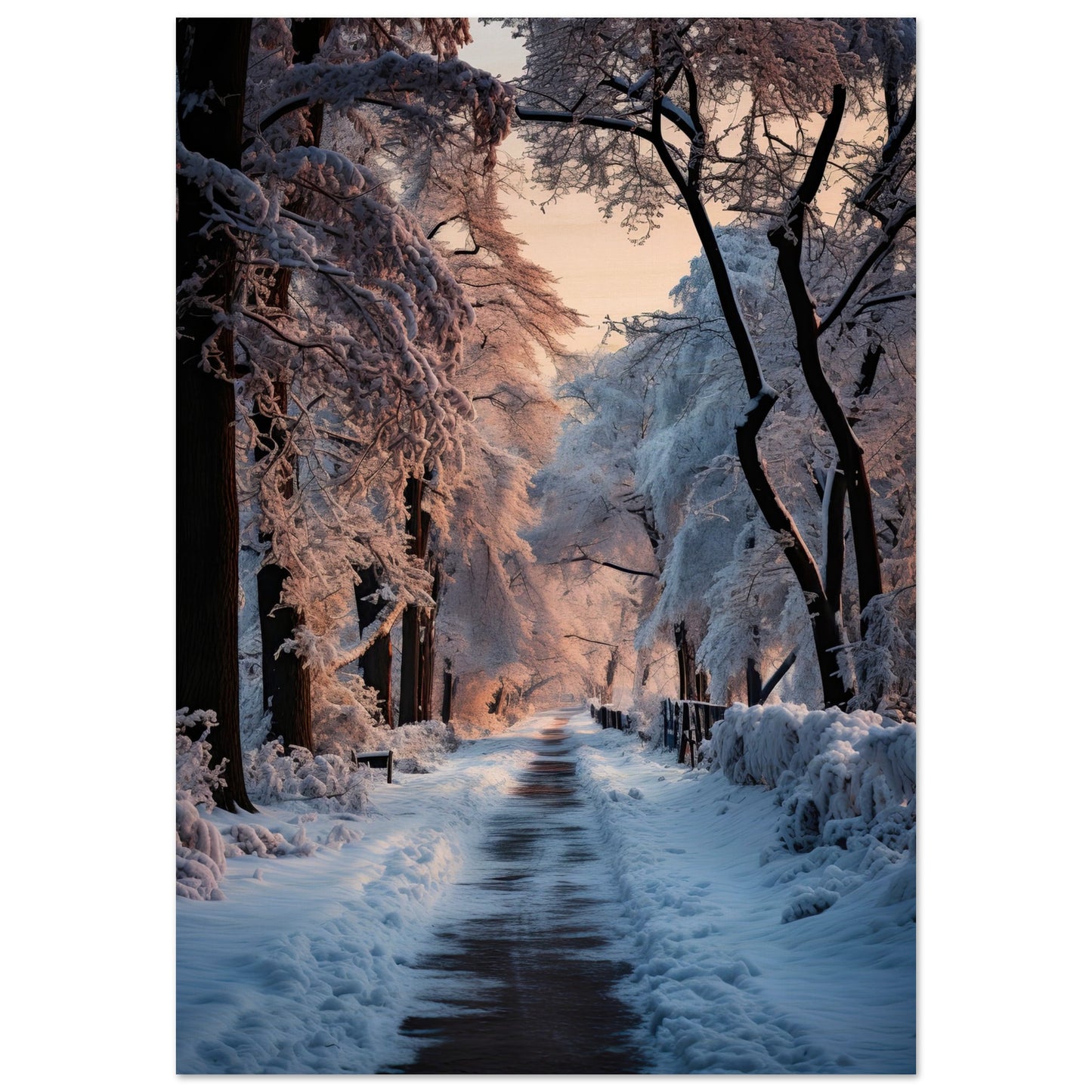 Verschneite Straßenlandschaft, Holzdruck - Stiers Beste