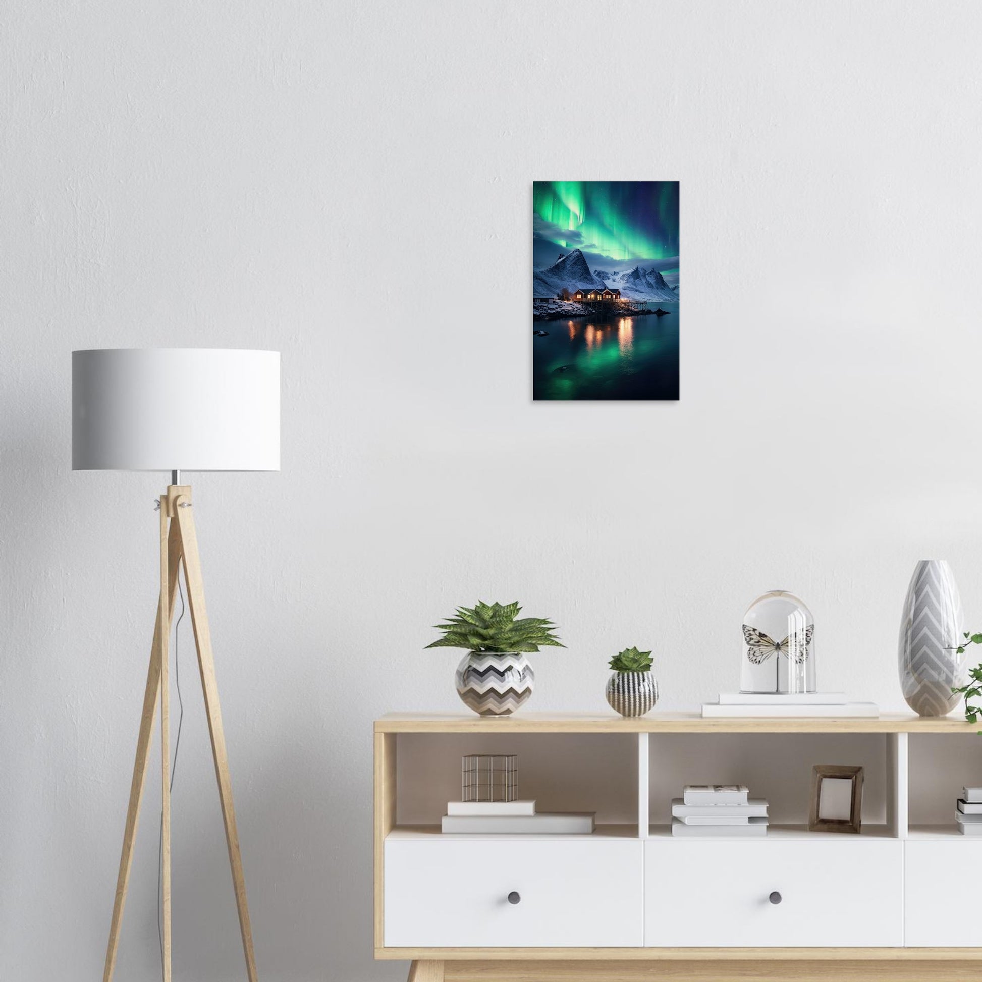 Polarlicht am See, Holzdruck - Stiers Beste
