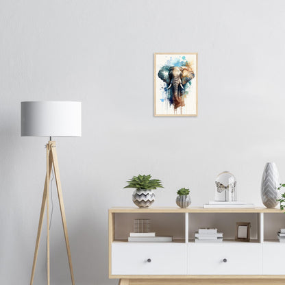 Elefant im Farbrausch, Poster mit Holzrahmen - Stiersbeste