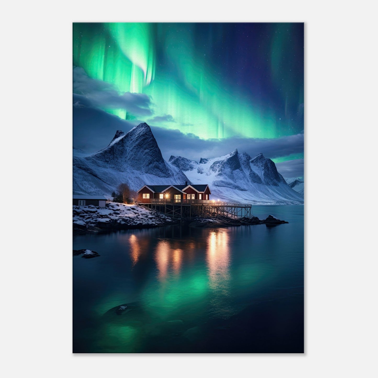 Polarlicht am See, Leinwanddruck - Stiers Beste