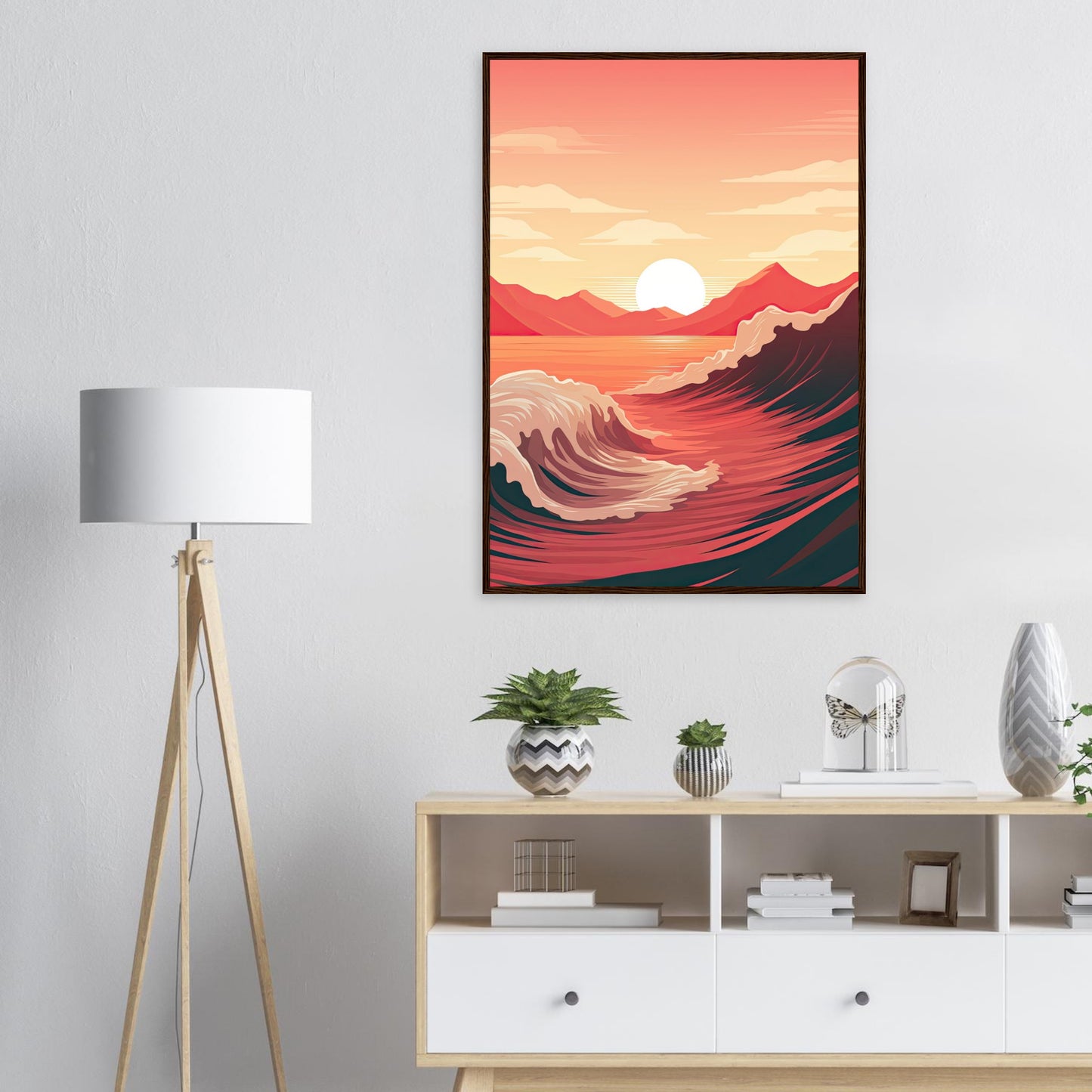 Red Wave, Poster mit Holzrahmen - Stiers Beste