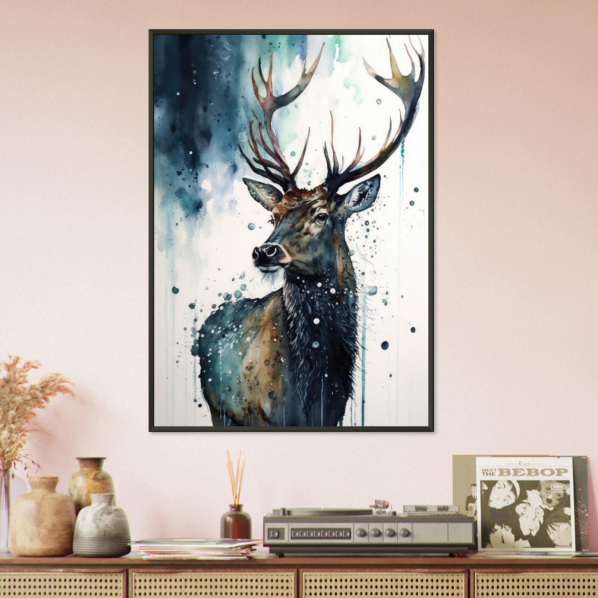 Der Pinselhirsch, Poster mit Alurahmen - Stiersbeste