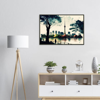 Ruhiges Tokyo, Poster mit Alurahmen - Stiersbeste