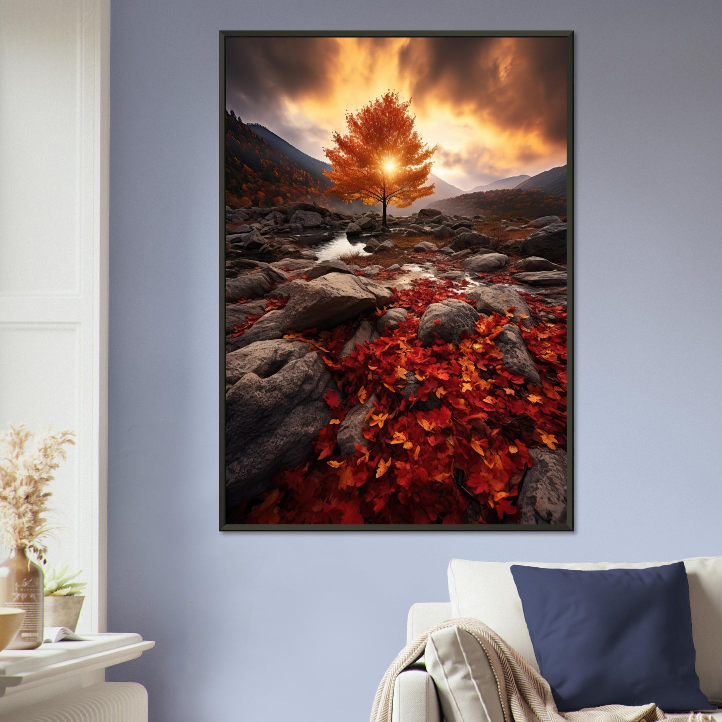 Sonnenuntergang in der Baumrkone, Poster mit Alurahmen - Stiers Beste