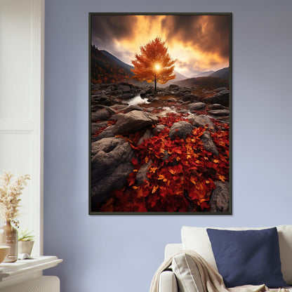 Sonnenuntergang in der Baumrkone, Poster mit Alurahmen - Stiers Beste