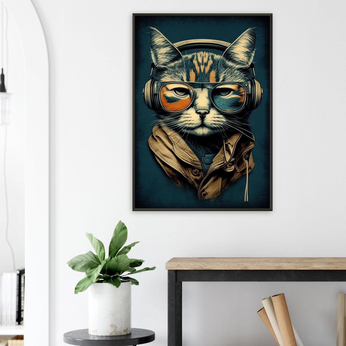 Retro Cat, Poster mit Alurahmen - Stiersbeste