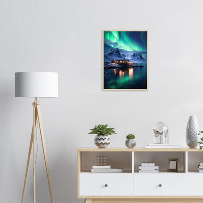 Polarlicht am See, Poster mit Holzrahmen - Stiers Beste