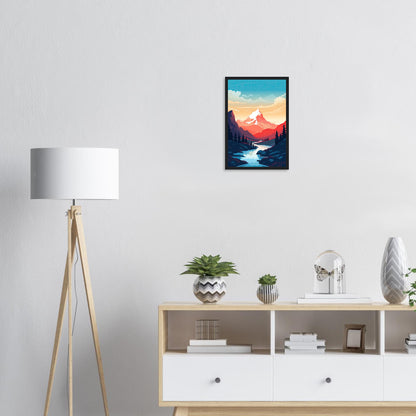 Bergsicht, Poster mit Holzrahmen - Stiers Beste