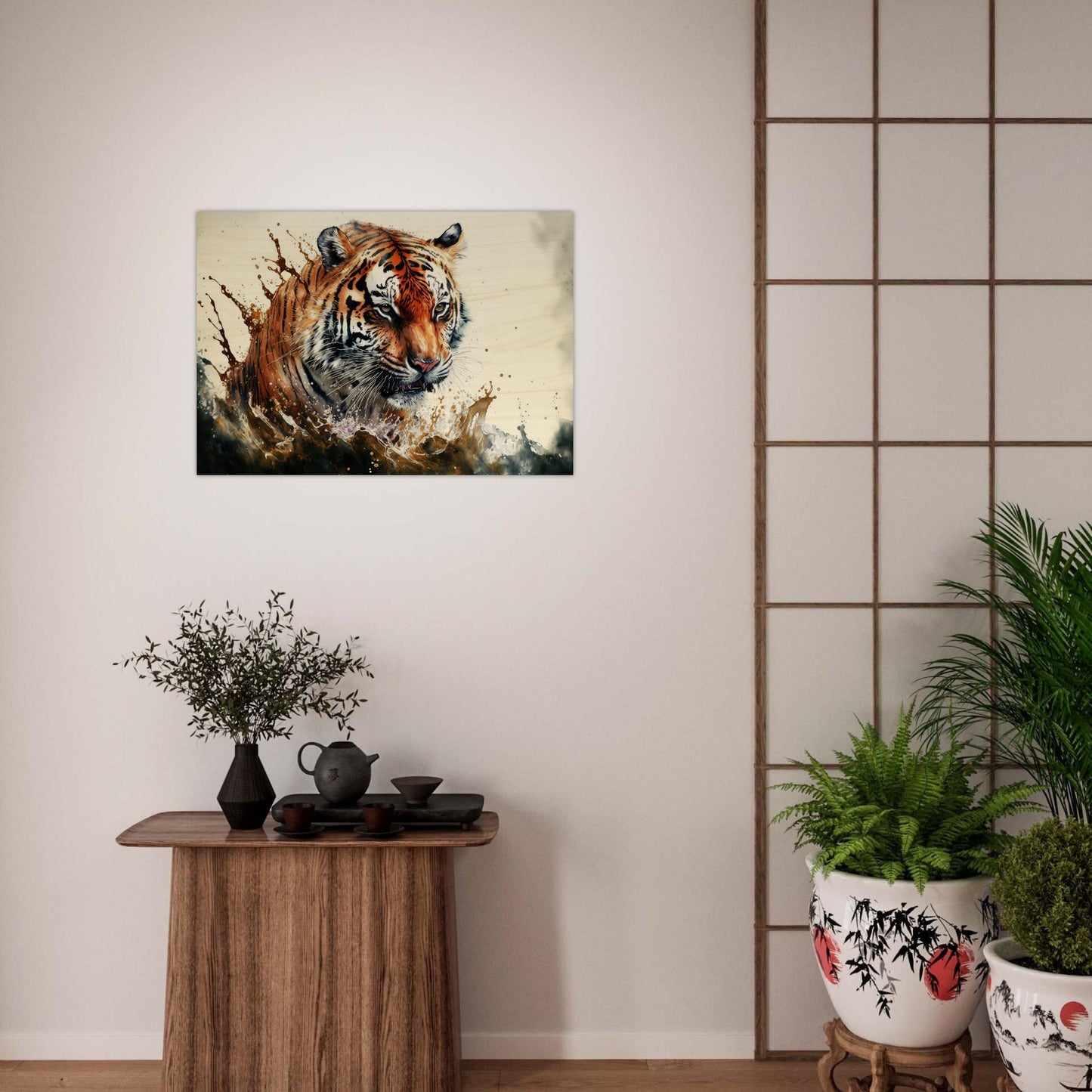 Tiger Splash, Holzdruck - Stiersbeste