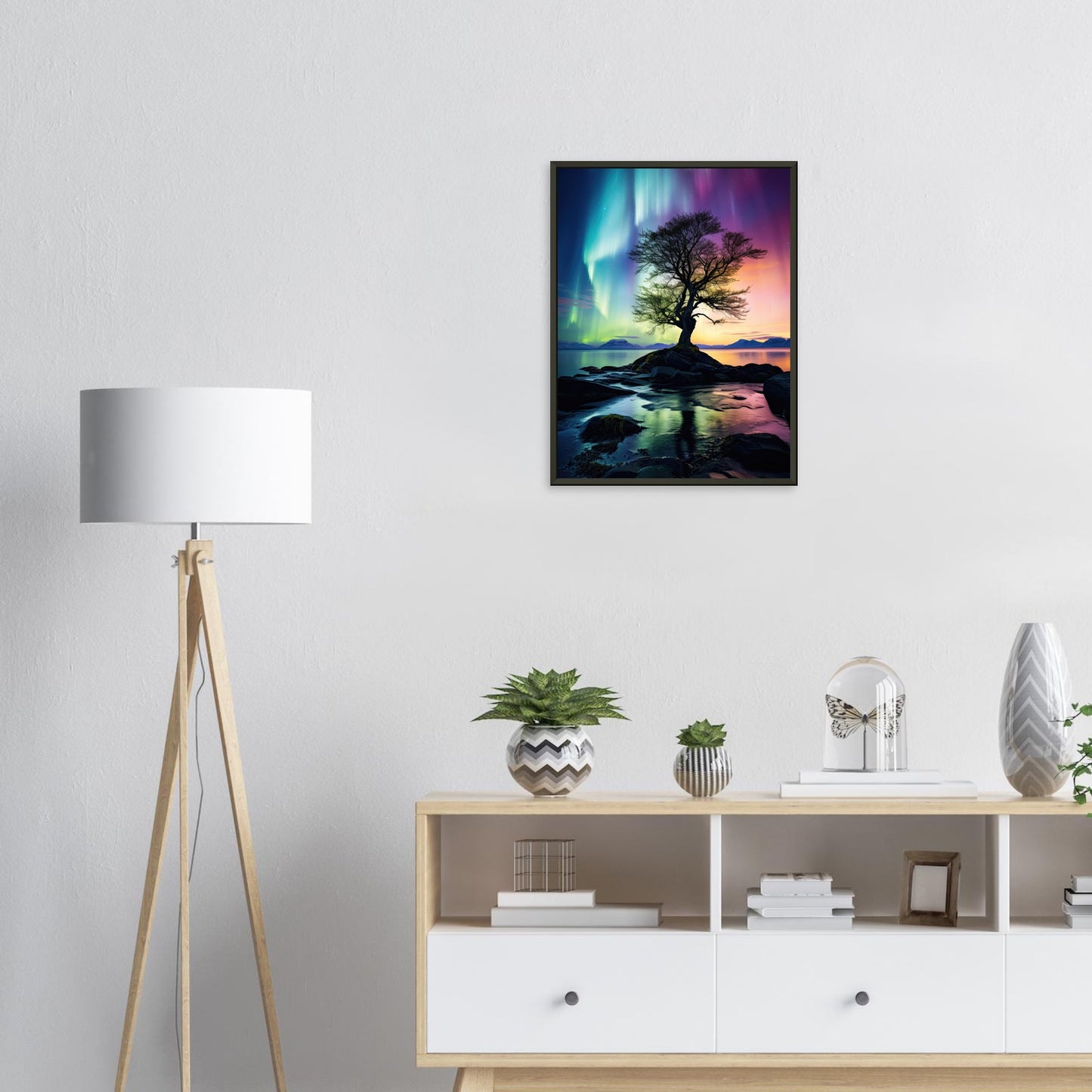 Polarlicht Baum, Poster mit Alurahmen - Stiers Beste