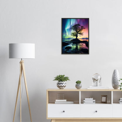 Polarlicht Baum, Poster mit Alurahmen - Stiers Beste