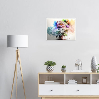 Fließende Blumenmelodie, Poster mit Holzrahmen - Stiersbeste