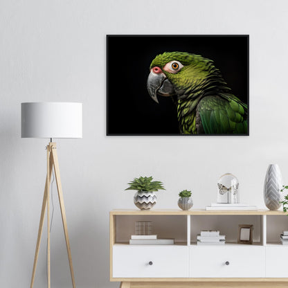 Papagei im Studio, Poster mit Holzrahmen - Stiersbeste