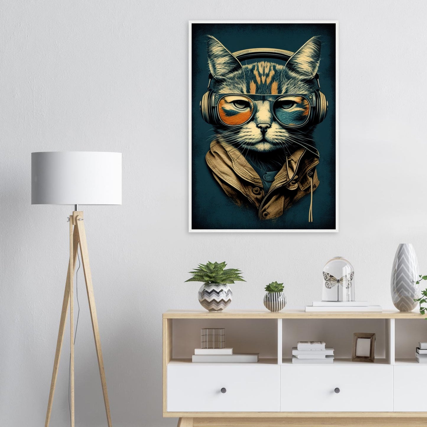 Retro Cat, Poster mit Holzrahmen - Stiersbeste