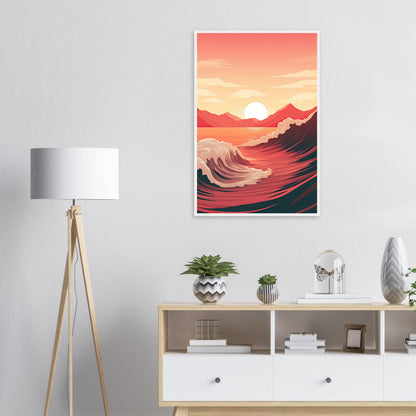 Red Wave, Poster mit Holzrahmen - Stiers Beste