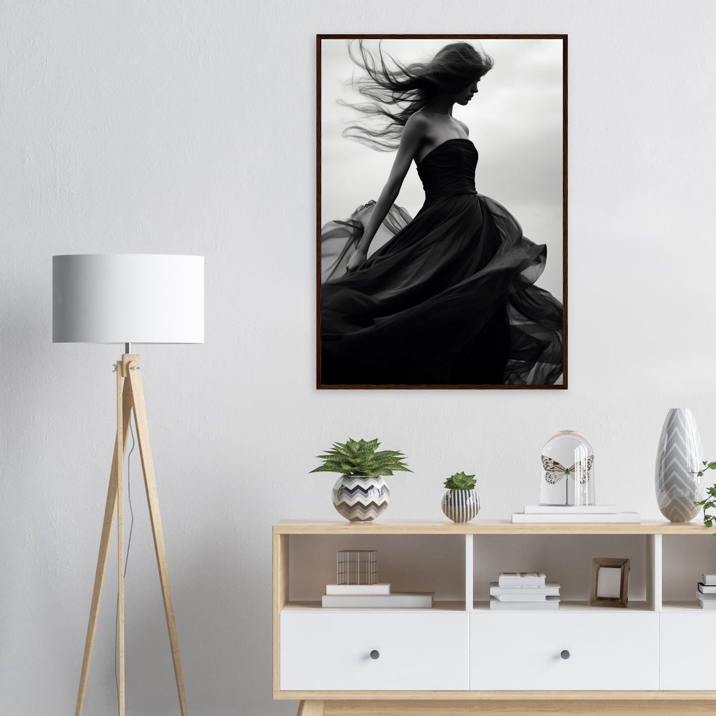 Eleganz im Wind, Poster mit Holzrahmen - Stiers Beste